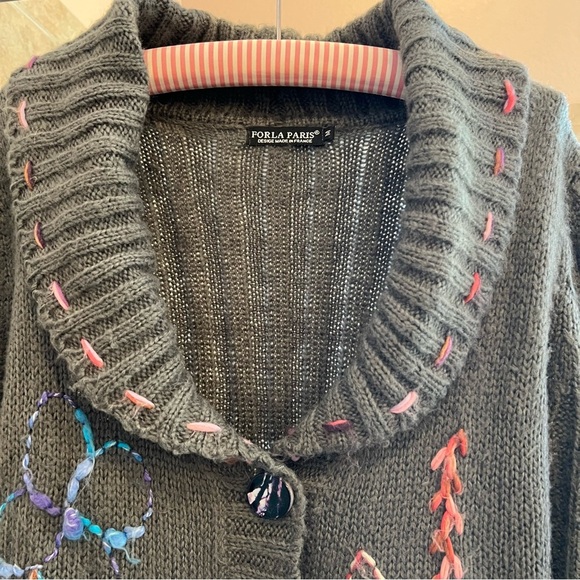 FORLA PARIS  Long Cardigan Embroidered Womens Med Long Sleeves Fairycore… - Picture 4 of 9